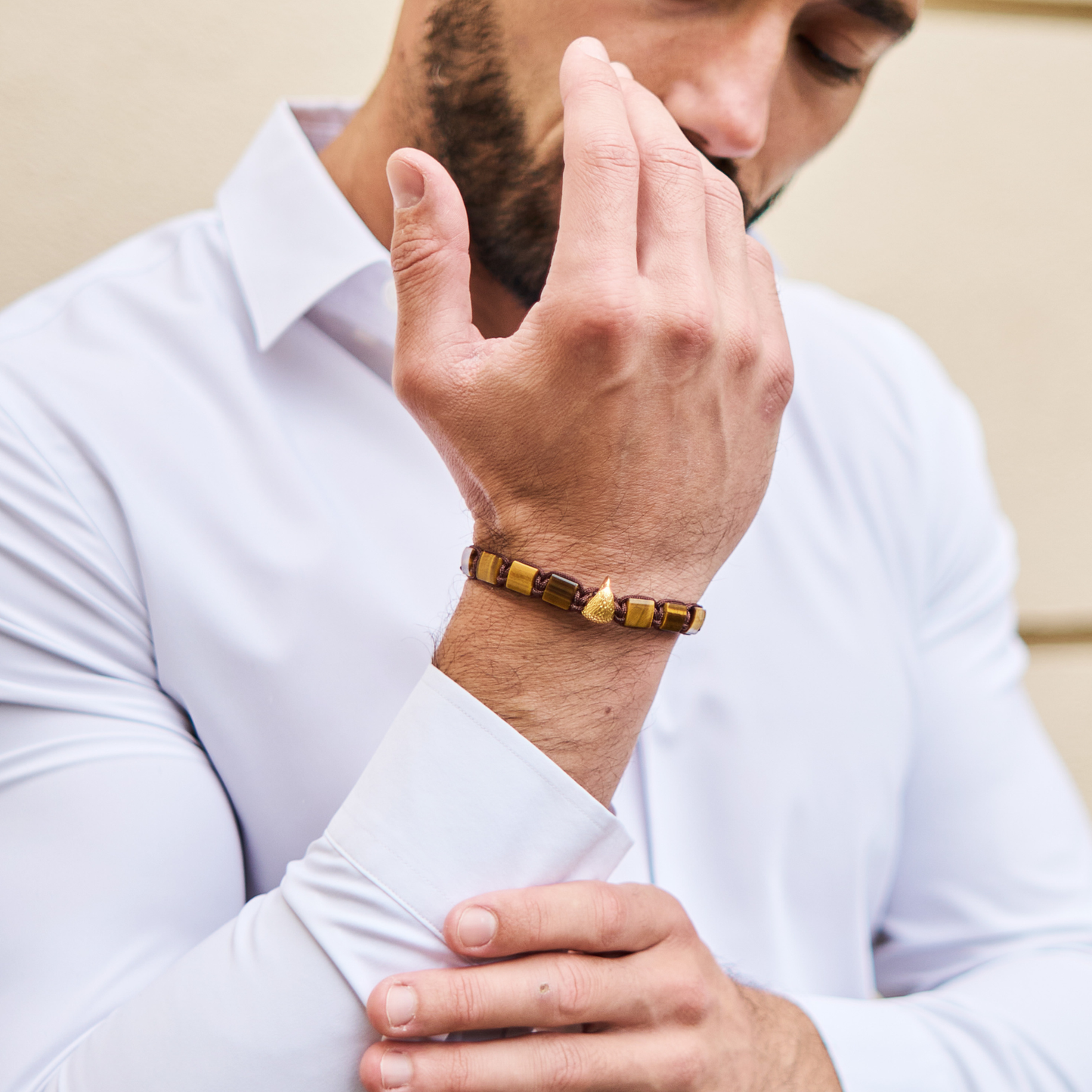 Pulsera de ÁGUILA AMERICANA para hombre con OJO DE TIGRE VERDE y piedra ÓNIX