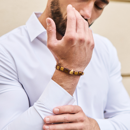 Pulsera de ÁGUILA AMERICANA para hombre con OJO DE TIGRE VERDE y piedra ÓNIX
