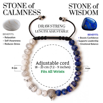 Men's AMERICAN EAGLE Bracelet with LAPIS, HOWLITE Stone
