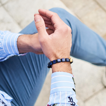 Pulsera de ÁGUILA AMERICANA para hombre con piedra LAPISLÁZUL y HOWLITA