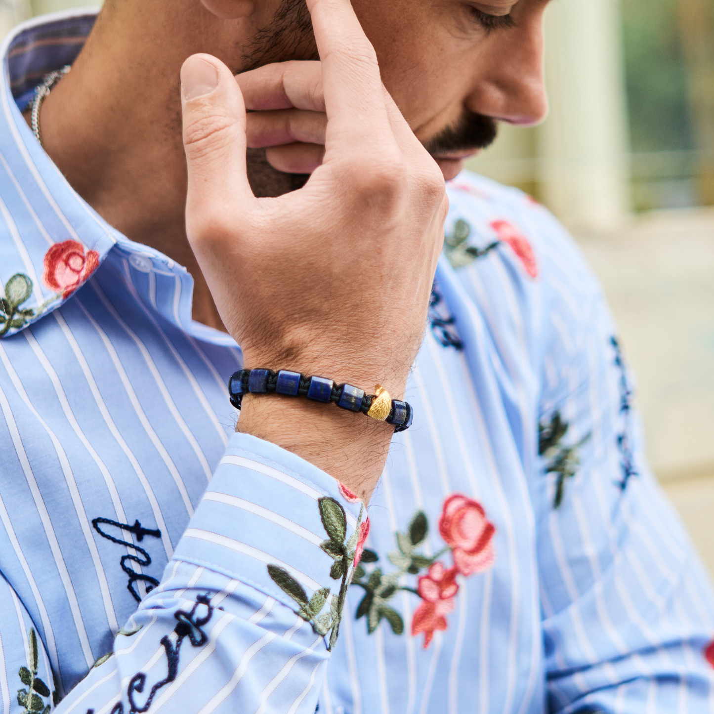 Pulsera de ÁGUILA AMERICANA para hombre con piedra LAPISLÁZUL y HOWLITA