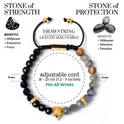 Pulsera de ÁGUILA AMERICANA para hombre con OJO DE ÁGUILA y piedra ÓNIX