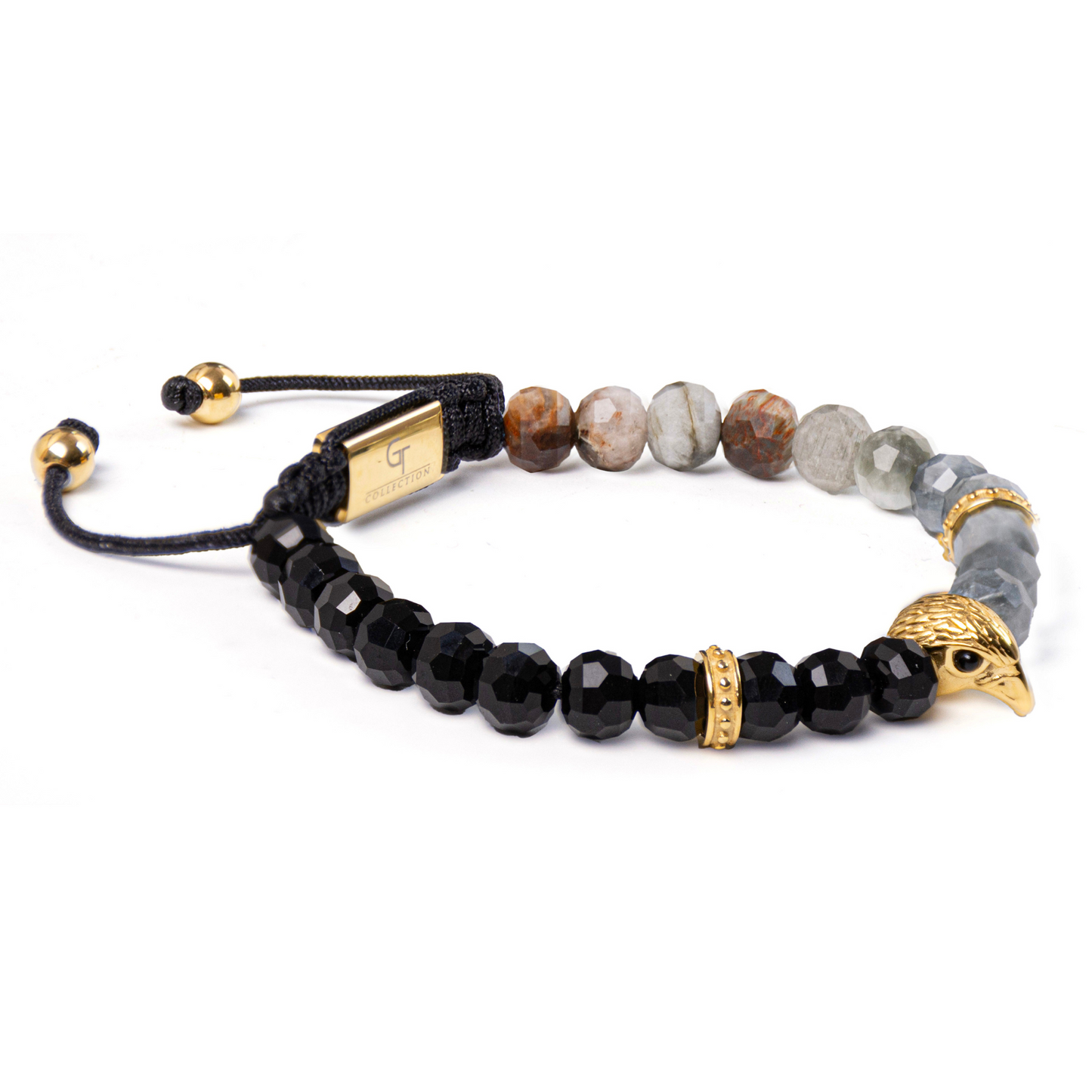 Pulsera de ÁGUILA AMERICANA para hombre con OJO DE ÁGUILA y piedra ÓNIX