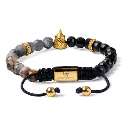 Pulsera de ÁGUILA AMERICANA para hombre con OJO DE ÁGUILA y piedra ÓNIX