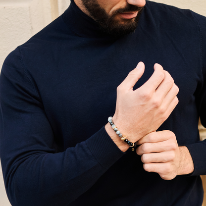 Pulsera de ÁGUILA AMERICANA para hombre con OJO DE ÁGUILA y piedra ÓNIX