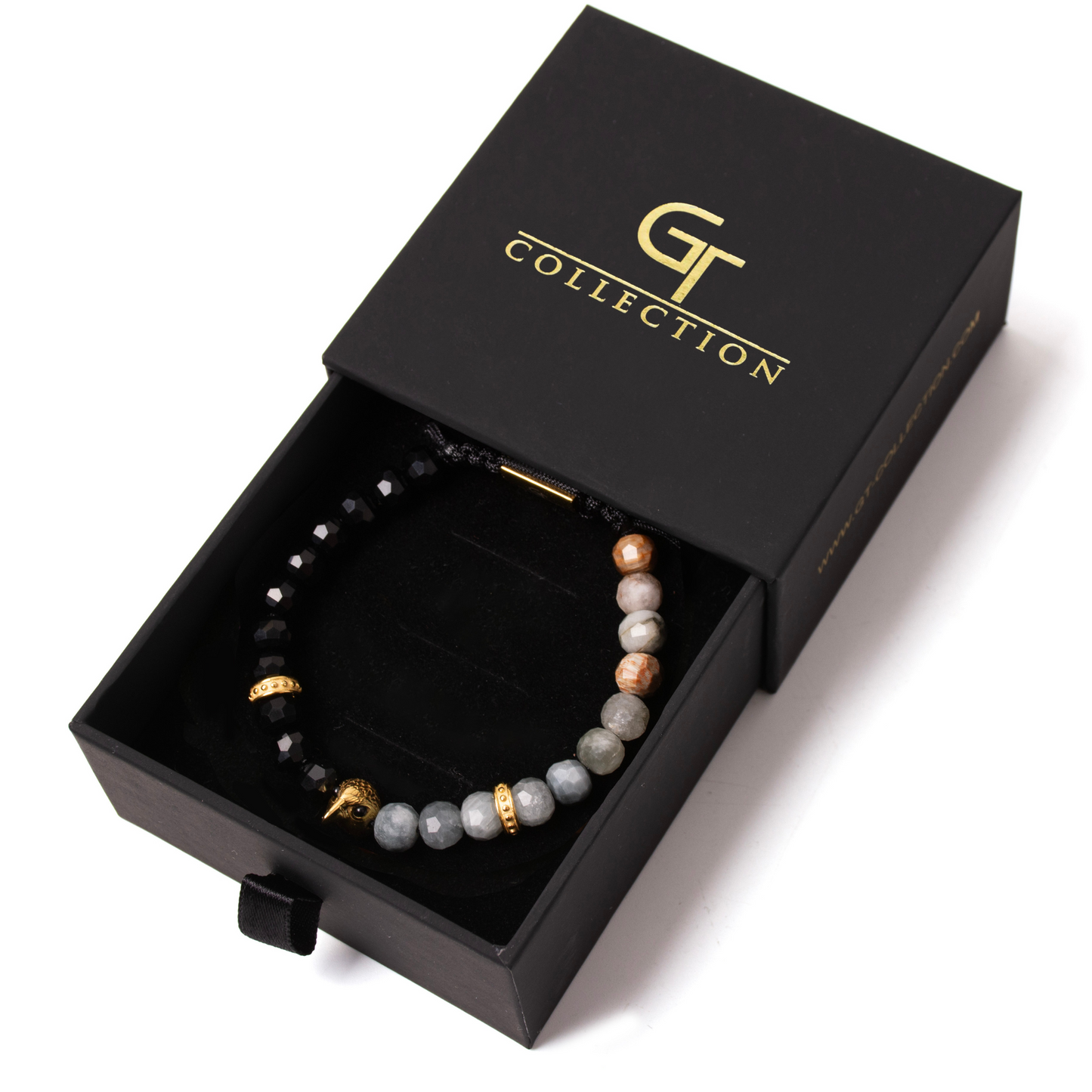 Pulsera de ÁGUILA AMERICANA para hombre con OJO DE ÁGUILA y piedra ÓNIX