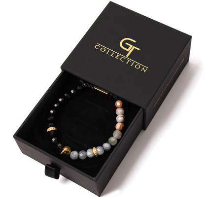 Pulsera de ÁGUILA AMERICANA para hombre con OJO DE ÁGUILA y piedra ÓNIX