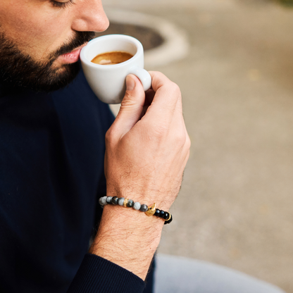 Pulsera de ÁGUILA AMERICANA para hombre con OJO DE ÁGUILA y piedra ÓNIX