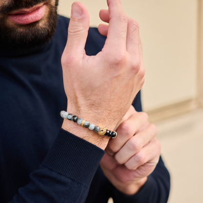 Pulsera de ÁGUILA AMERICANA para hombre con OJO DE ÁGUILA y piedra ÓNIX