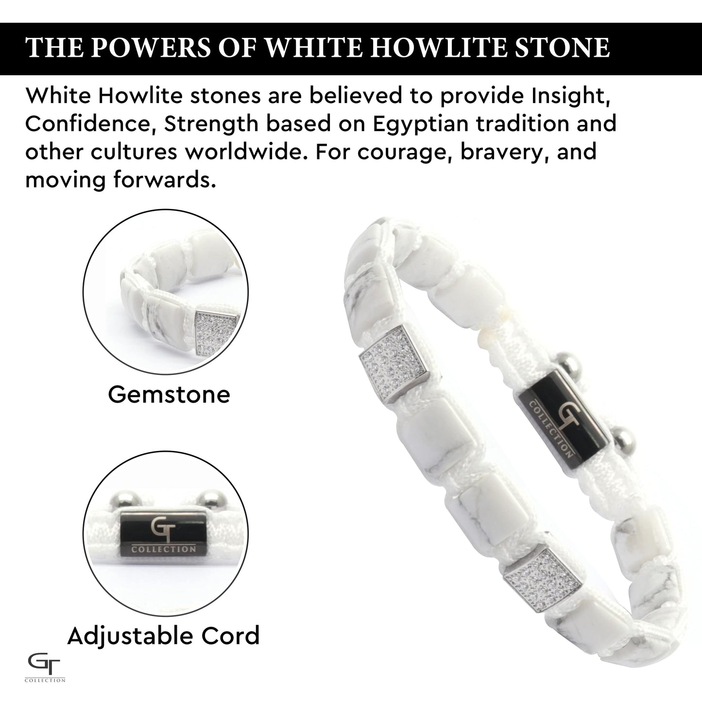 HOWLITE-Flachperlenarmband für Herren