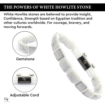 Pulsera de cuentas planas HOWLITE para hombre - Talla única