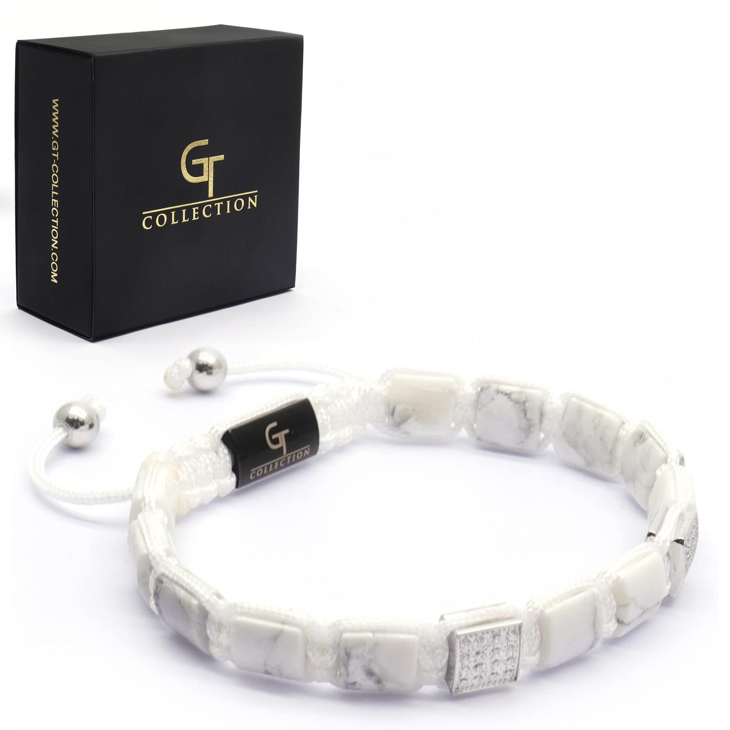 Pulsera de cuentas planas HOWLITE para hombre - Talla única