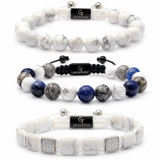 ENSEMBLE DE 3 BRACELETS EN HOWLITE - L'ensemble Calme