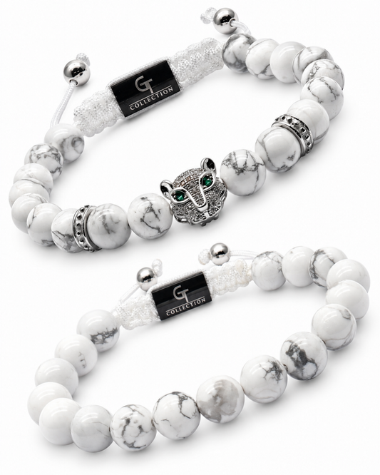 Harmony Set | Howlith-Leopardenarmband-Kombination für Herren