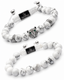 Howlite beaded bracelet stack with silver Hamsa charm, white marble beads