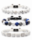 3-piece bracelet set with white howlite and blue sodalite beads, with metal accents