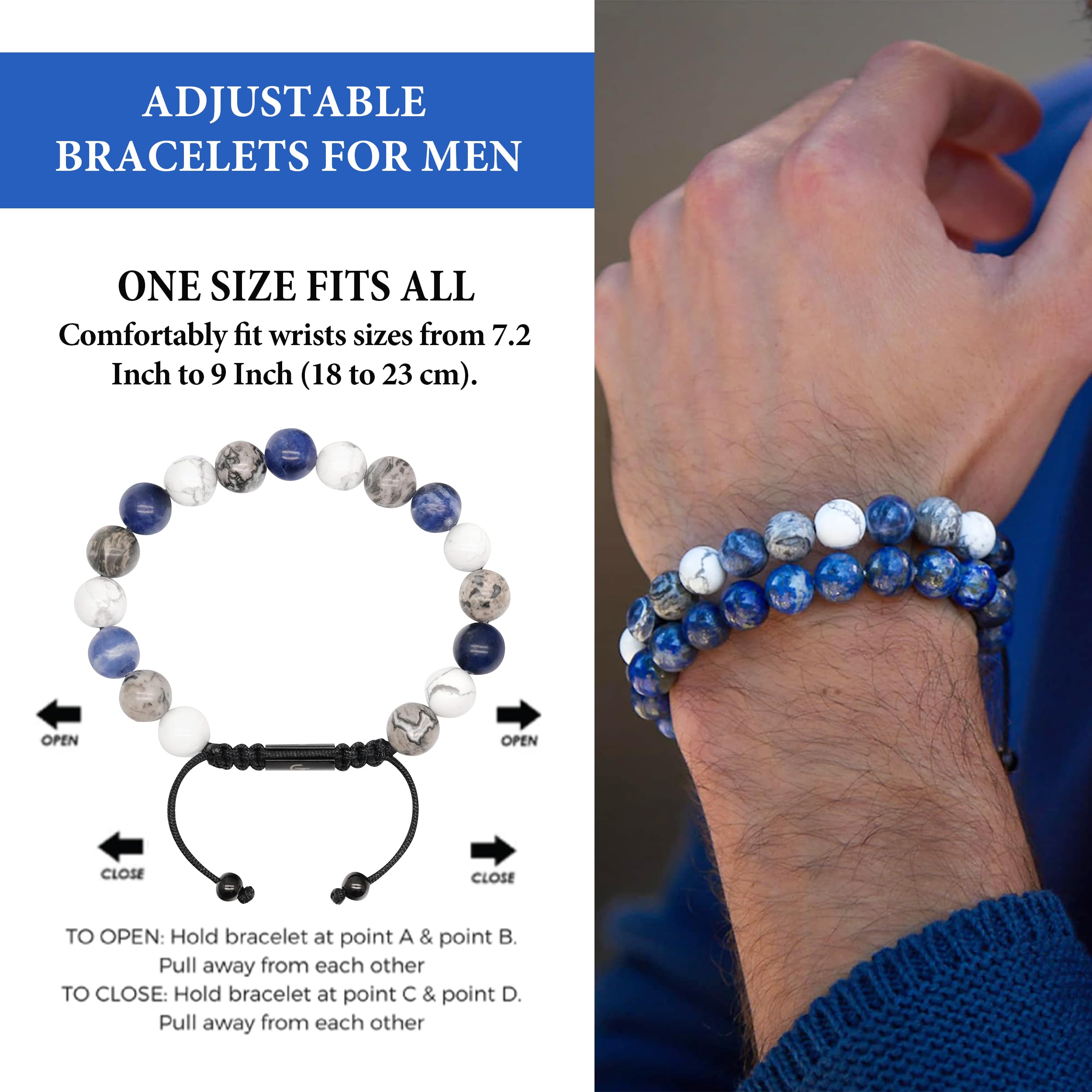 Men's Sodalite, Howlite, Jasper Beaded Bracelet – GT collection