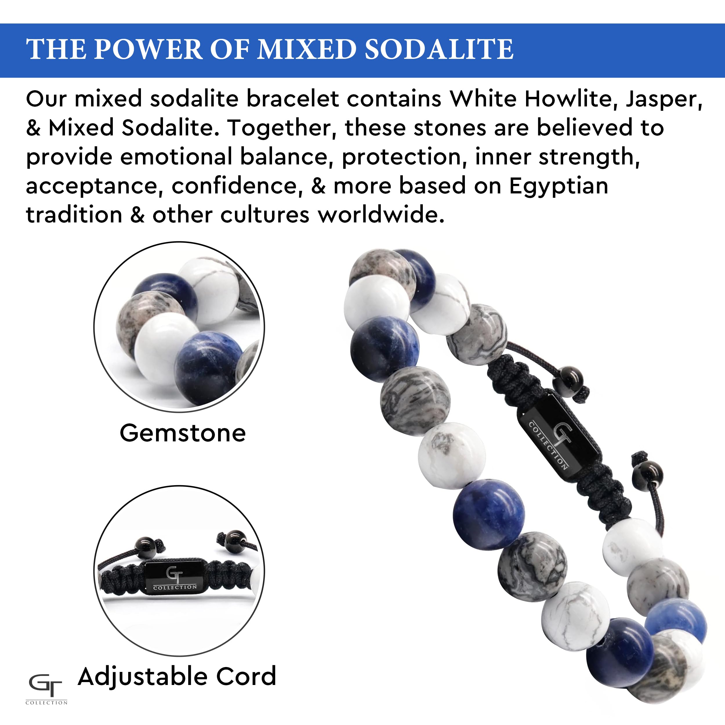 アクセサリー naoto Men's Sodalite, Howlite, Jasper Beaded Bracelet – GT collection