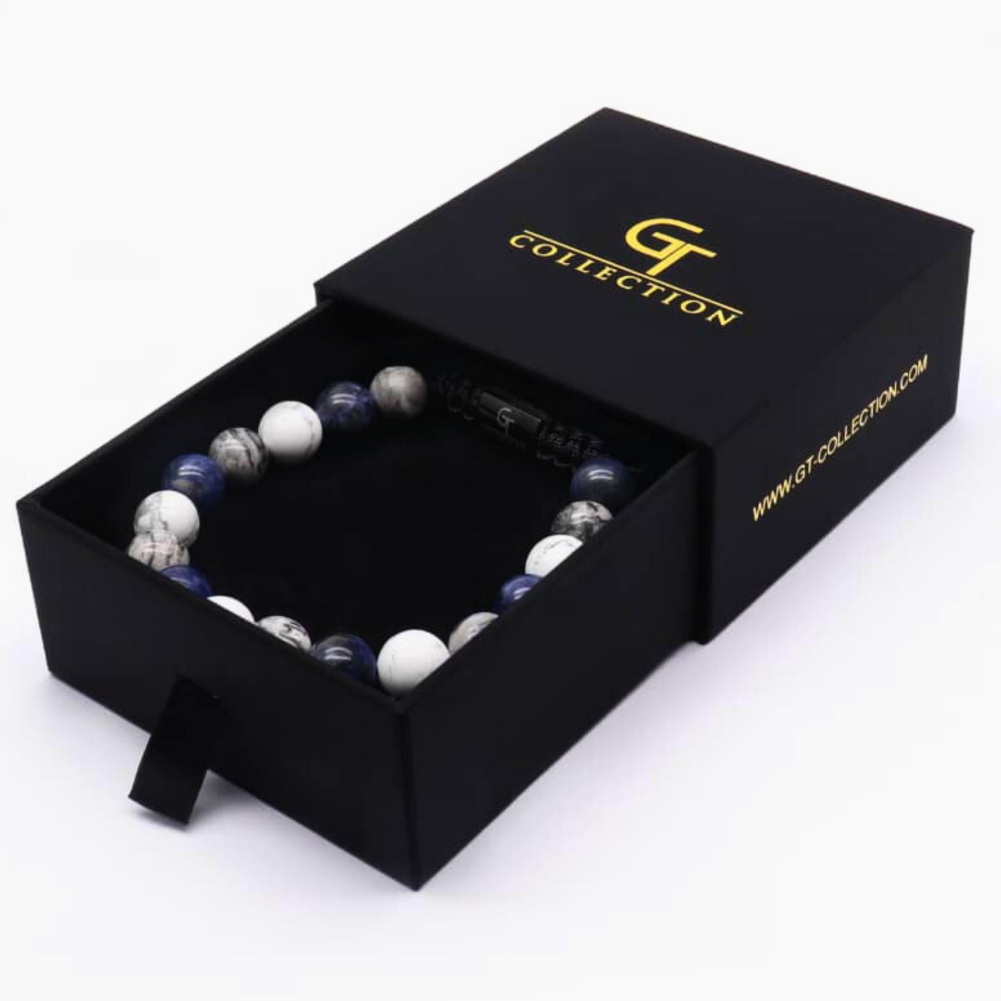 Pulsera con cuentas de sodalita, howlita y jaspe para hombre