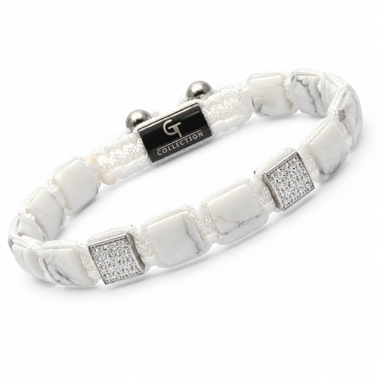 Pulsera de cuentas planas HOWLITE para hombre