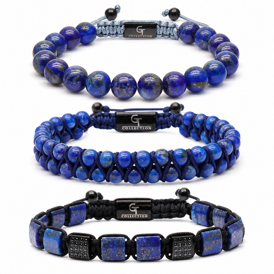 Conjunto de 3 piezas - Pulseras de lapislázuli - El conjunto de la sabiduría