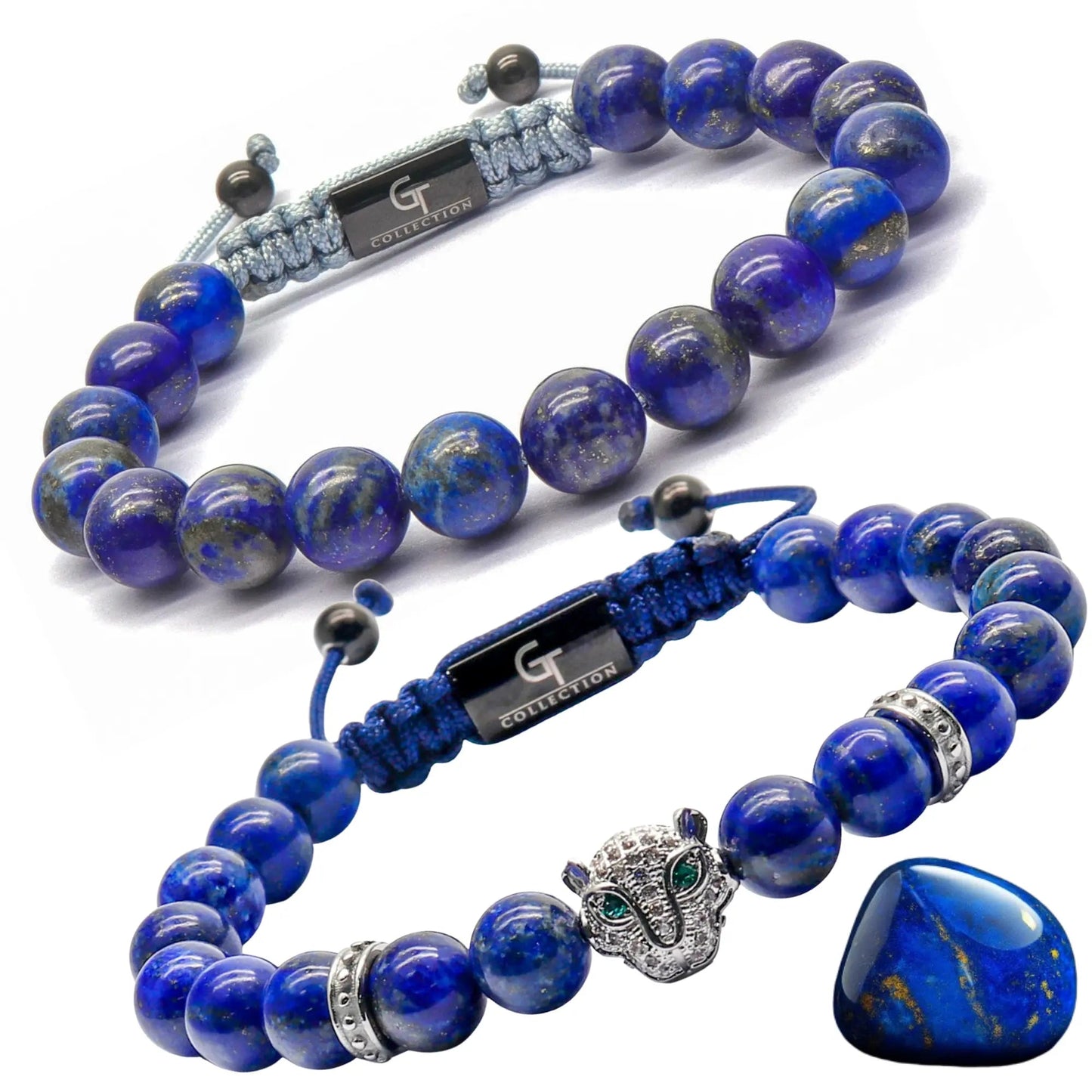 2 Piece Set - Lapis Lazuli Bracelets for Men | The Arabian Leopard Stack