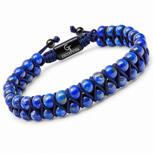 Bracciale da uomo con doppia perla di LAPISLAZZULI