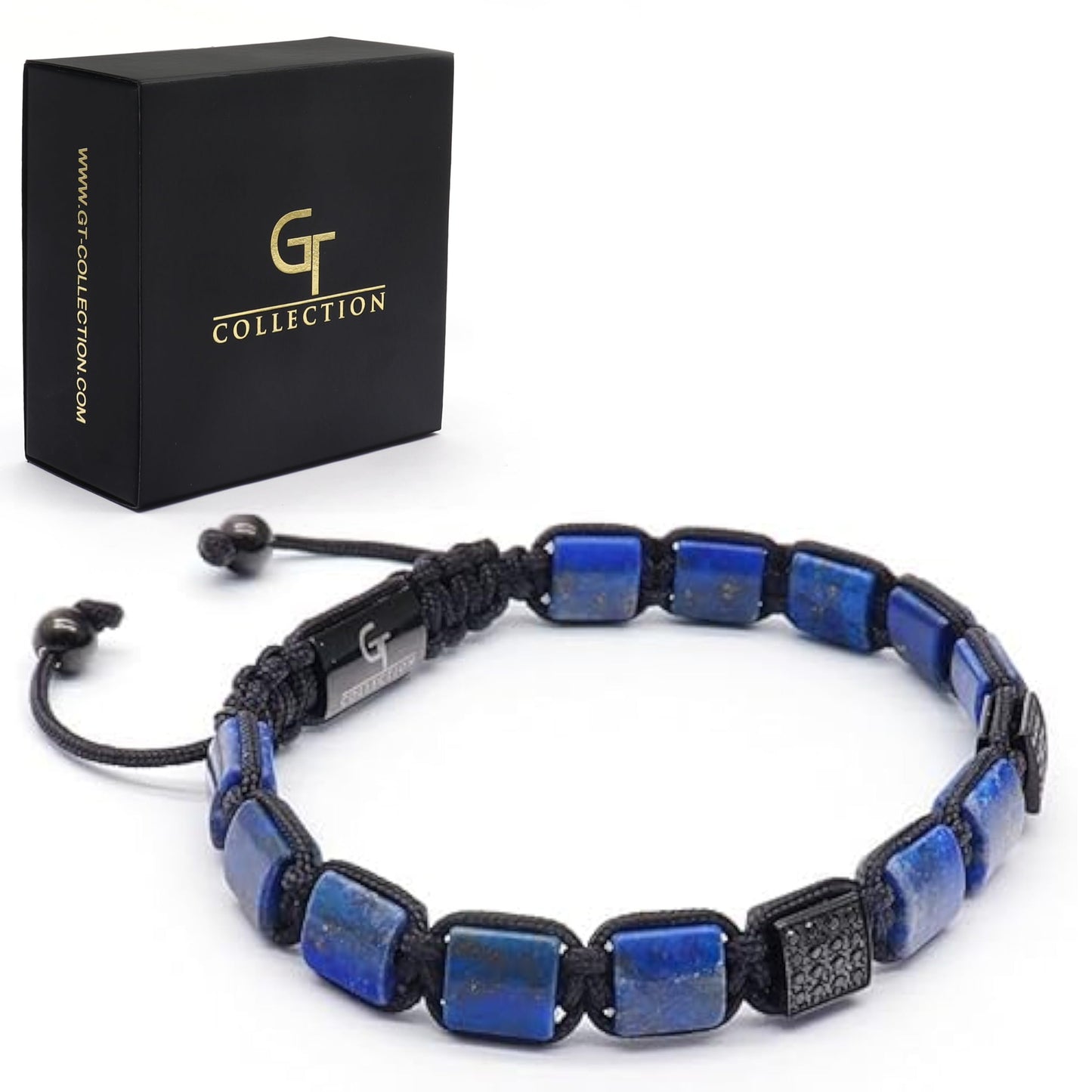 Bracelet homme LAPIS LAZULI perles plates - Taille unique