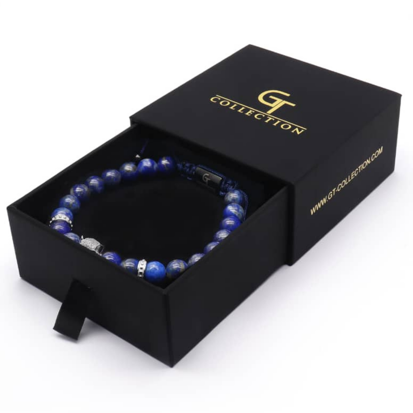 LAPIS LAZULI-Armband für Herren mit silbernem LEOPARDENKOPF