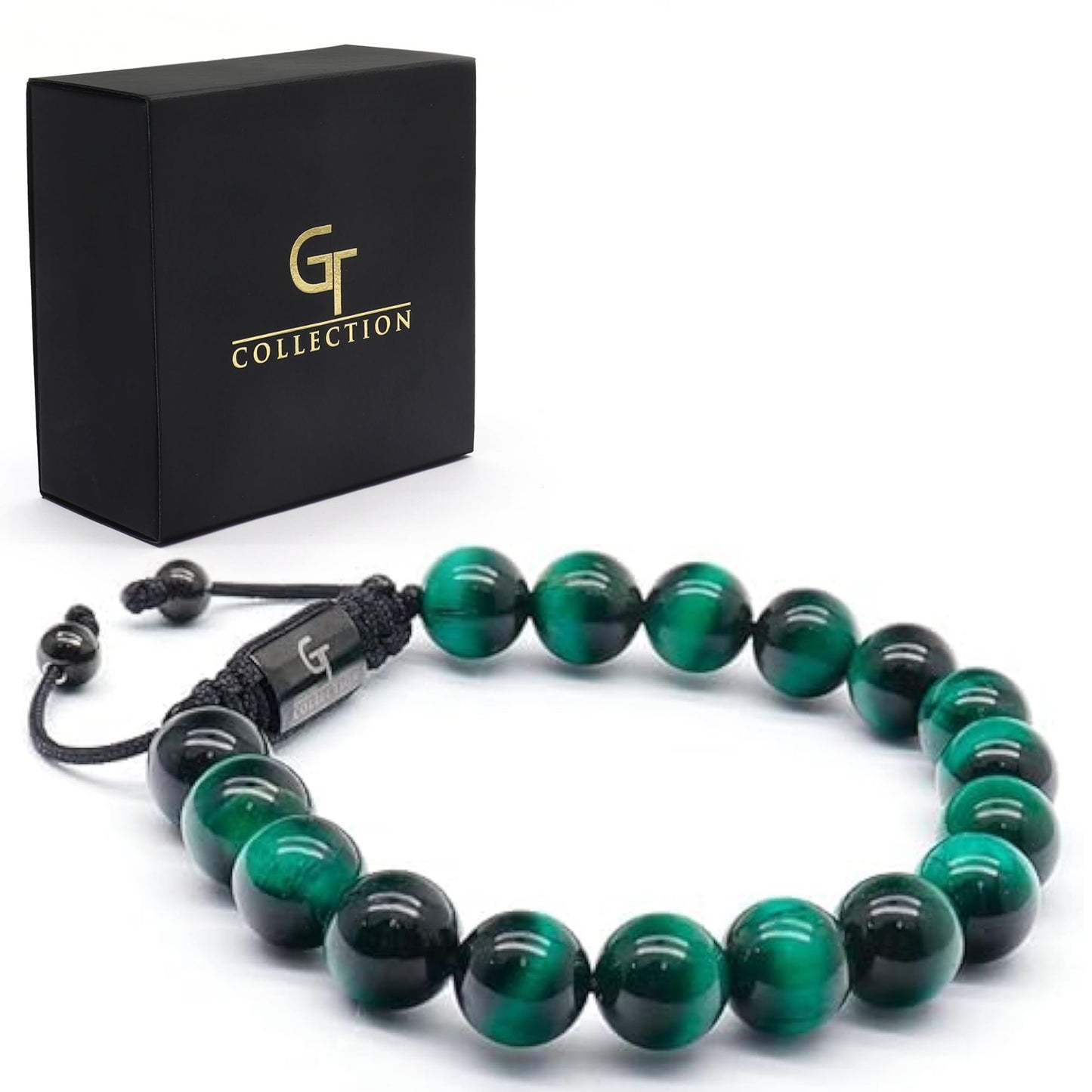 Bracciale da uomo con perline OCCHIO DI TIGRE VERDE