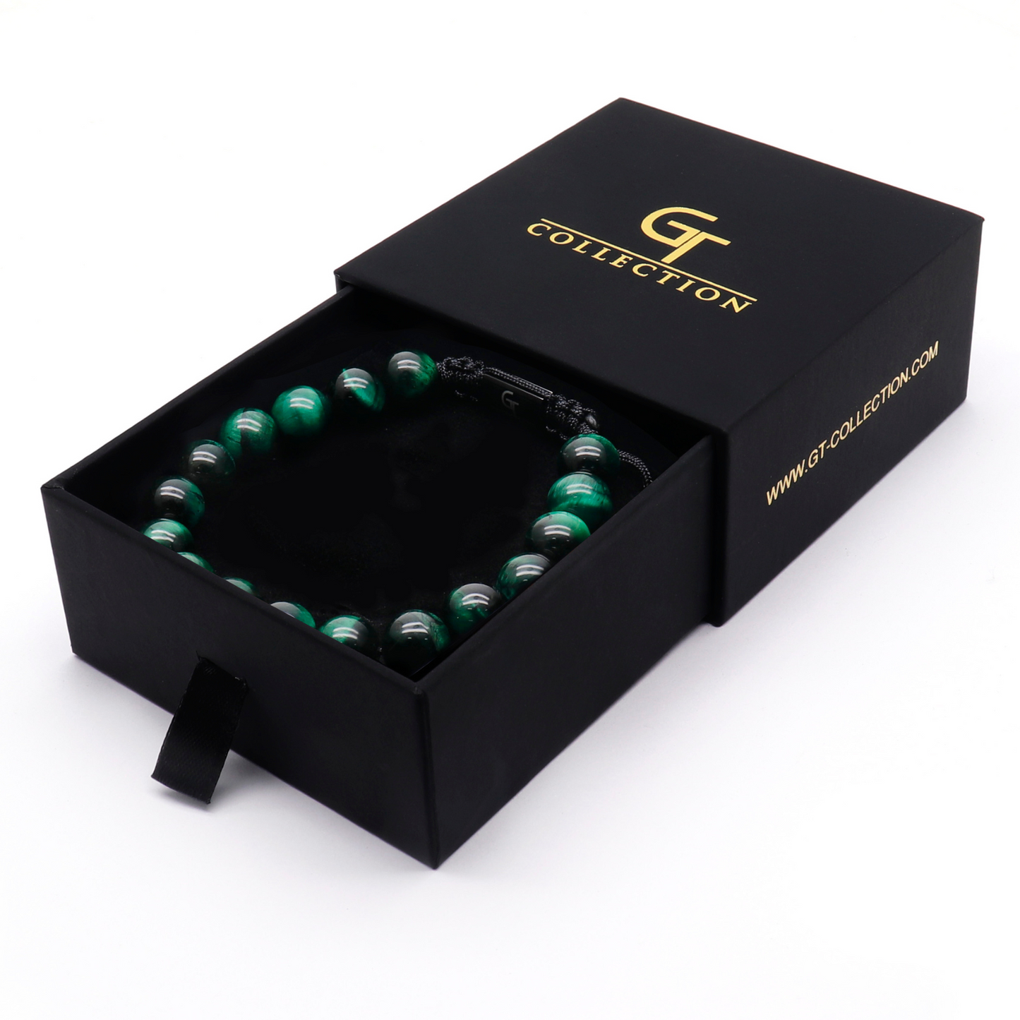 Bracelet perlé OEIL DE TIGRE VERT pour hommes