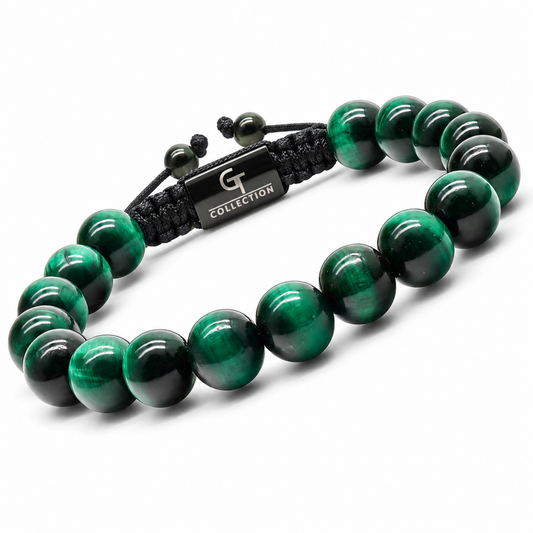 Pulsera con cuentas OJO DE TIGRE VERDE para hombre