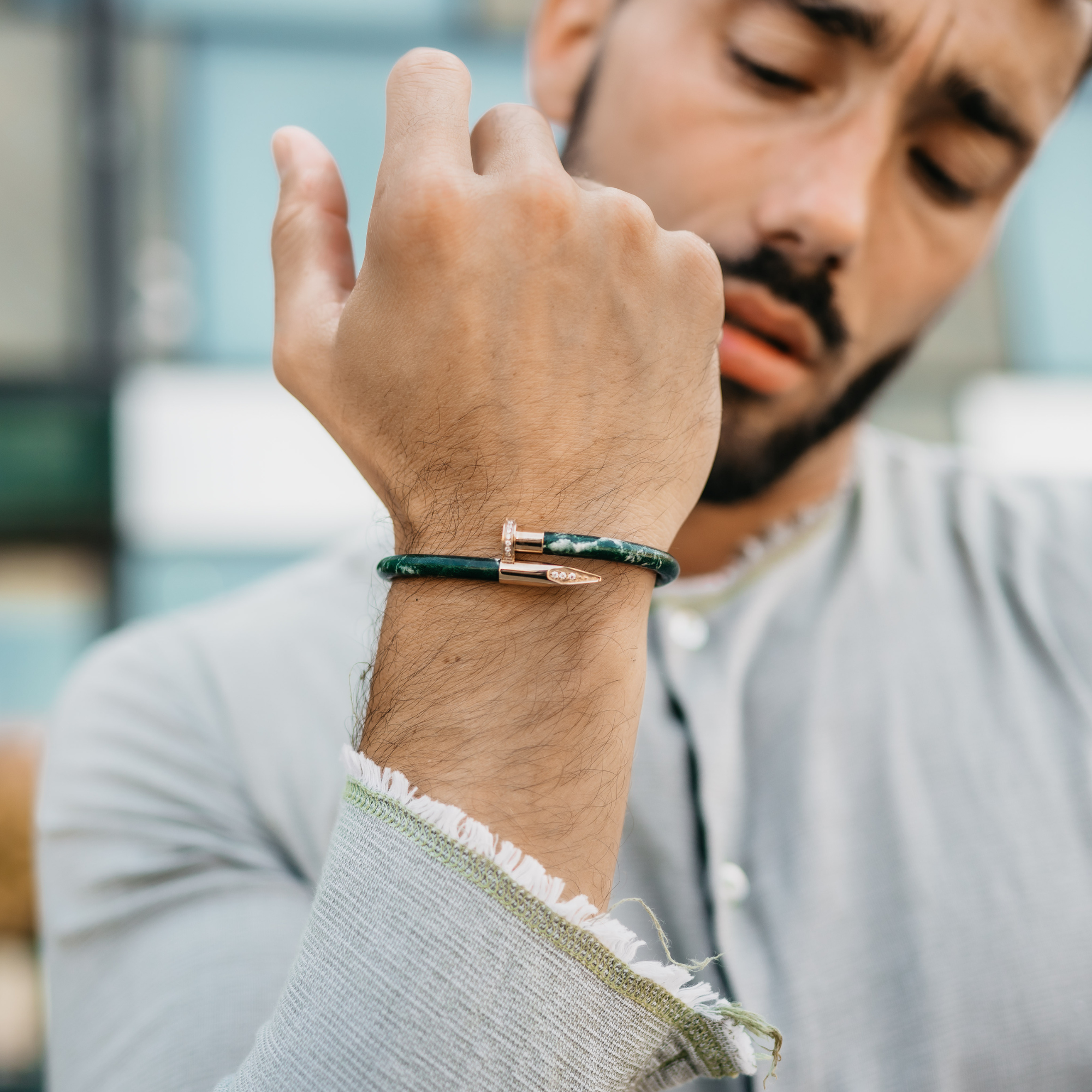 Emerald Green Leather Bracelet, Men's Jewelry, Copper Magnetic Clasp  Bracelet, Men's Cuff Bracelet,… | Mens cuff bracelets, Blue leather bracelet,  Bracelets for men