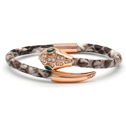 Schlangenkopf-Armband – natürlicher Python mit Zirkon-Diamant