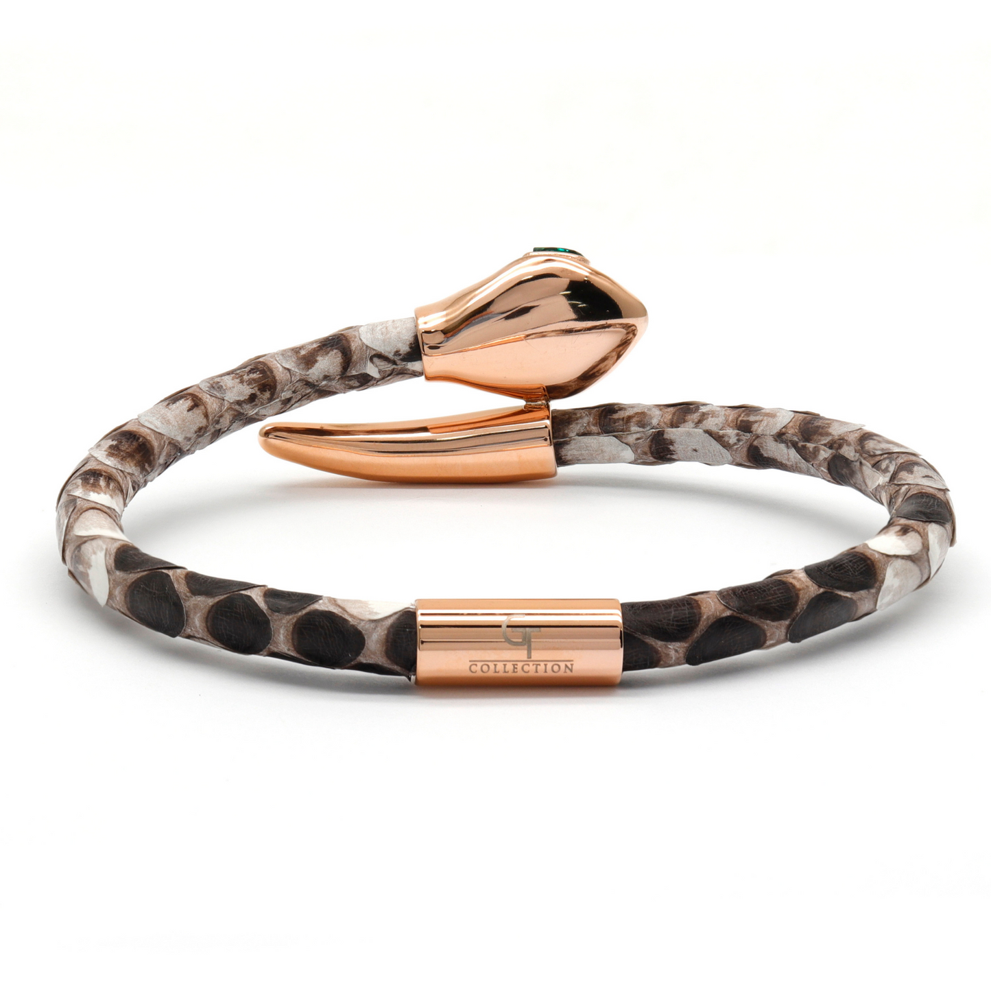 Snake Head Bracelet - Natural Python with Zircon Diamond