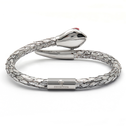 Bracelet Tête de Serpent - Python Argenté avec Diamant Zircon