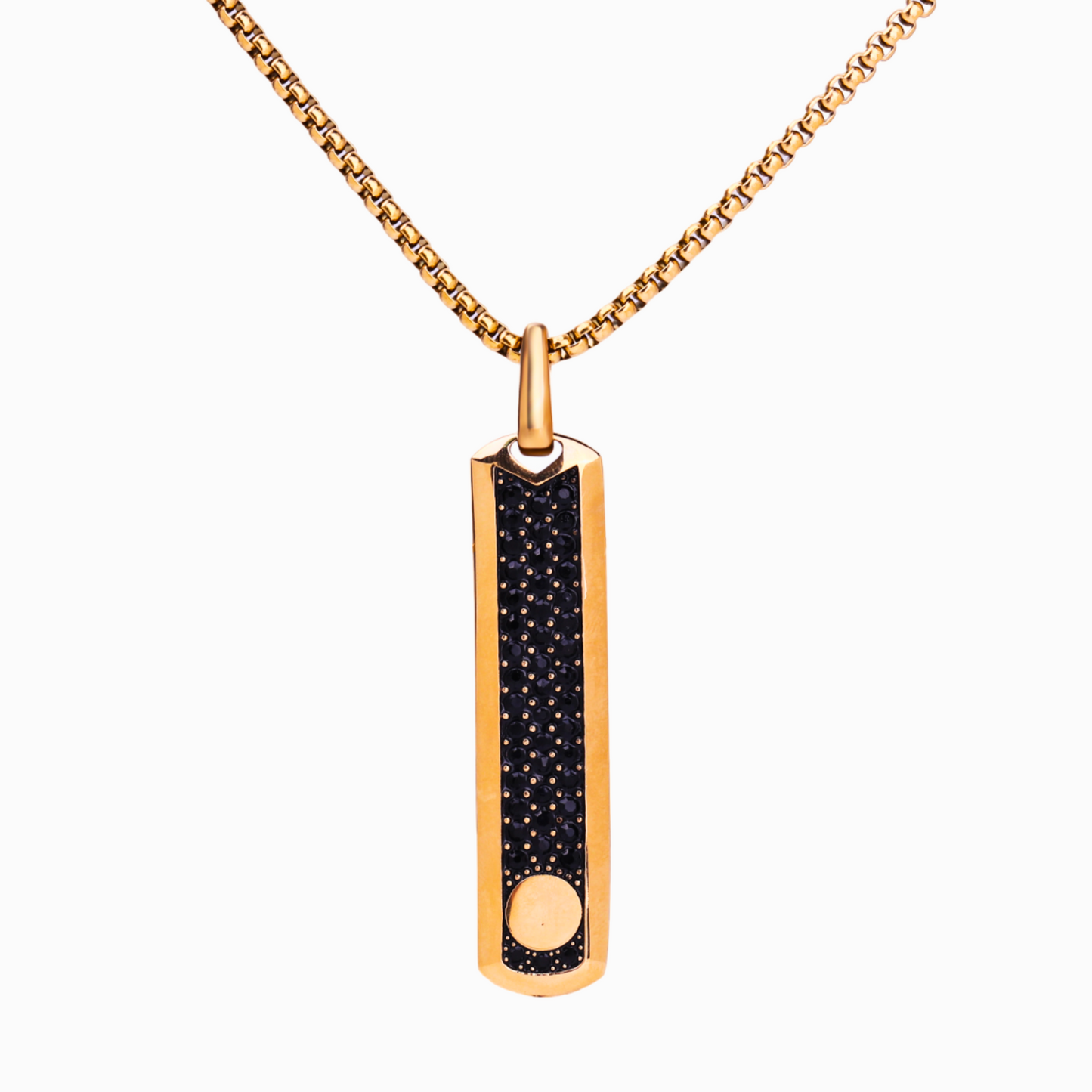 Golden Necklace with Black Zircon Pendant