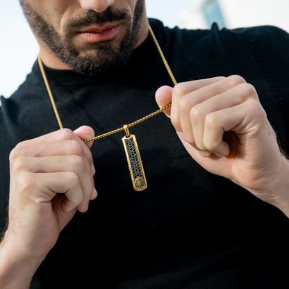 Golden Necklace with Black Zircon Pendant