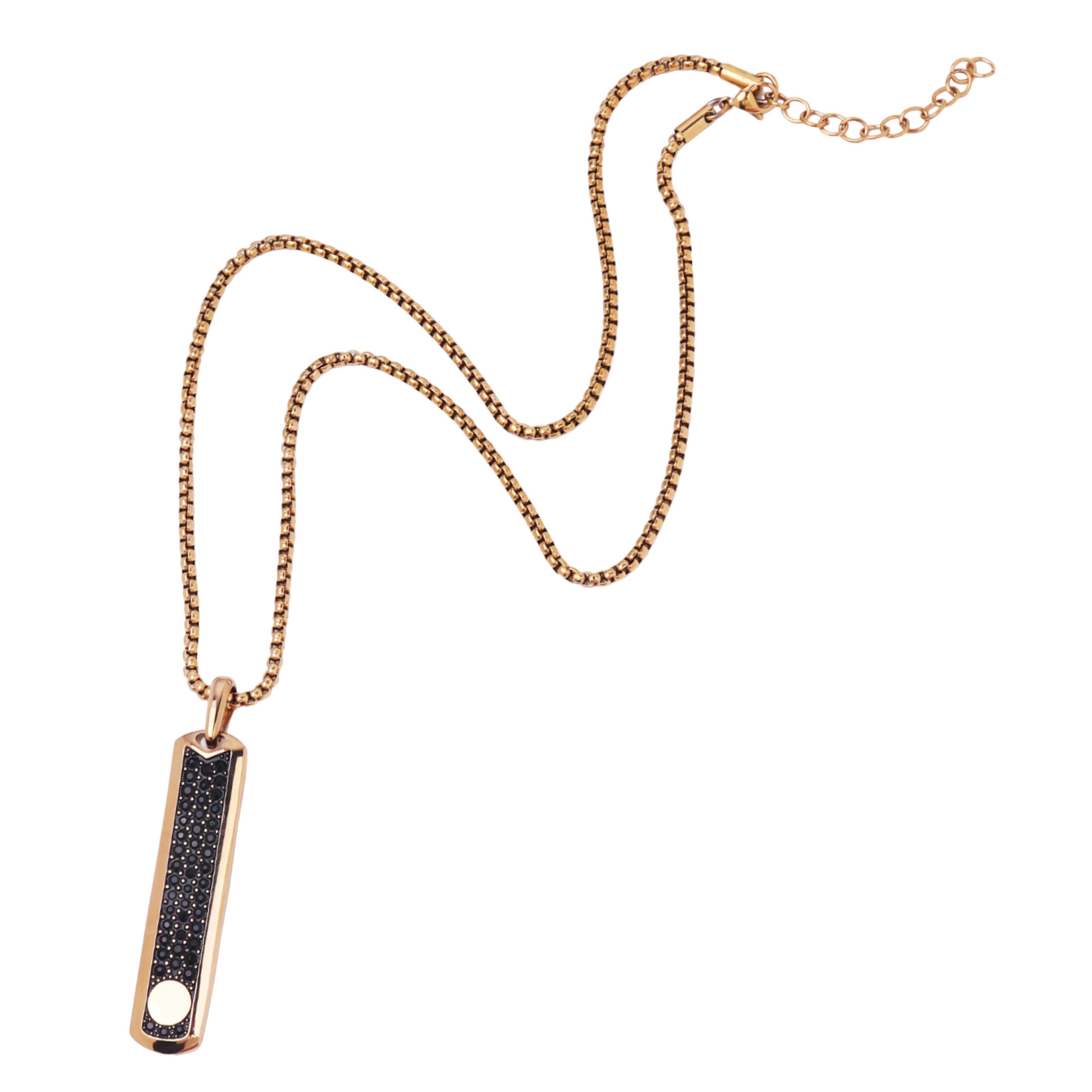 Golden Necklace with Black Zircon Pendant