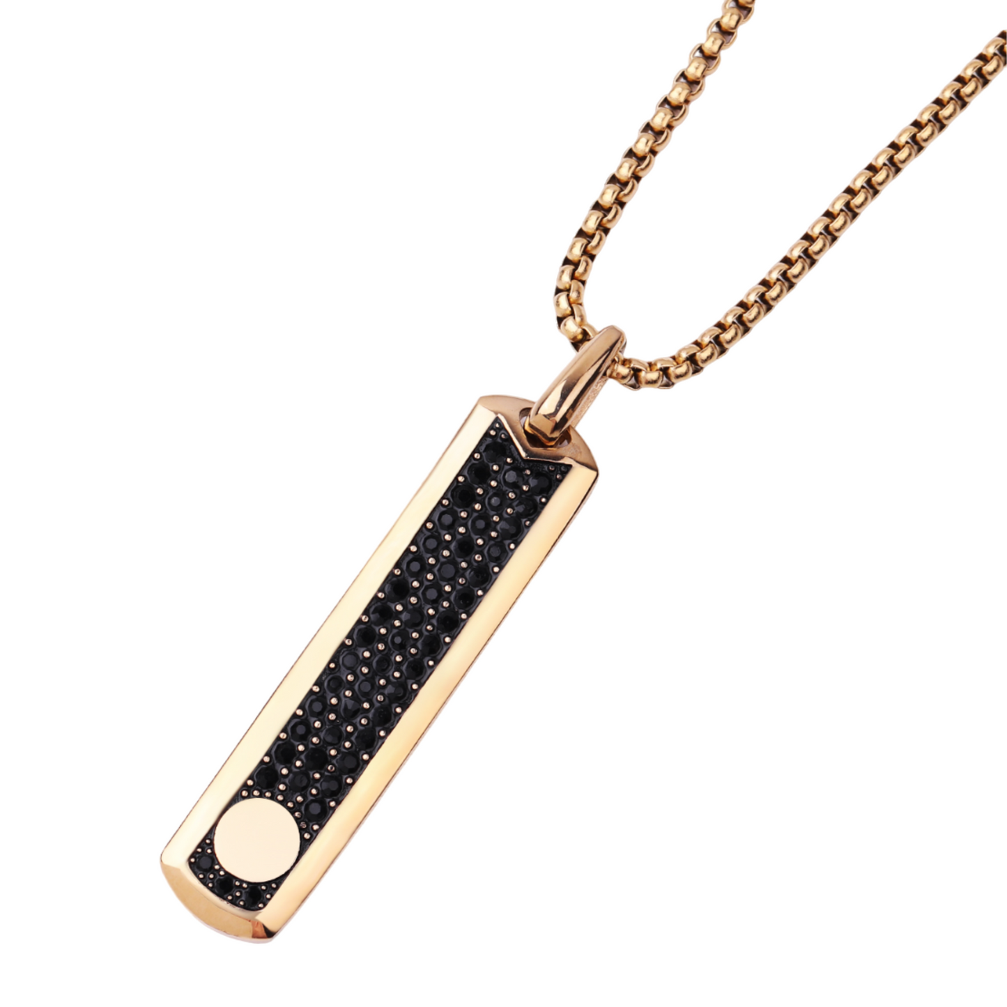 Golden Necklace with Black Zircon Pendant