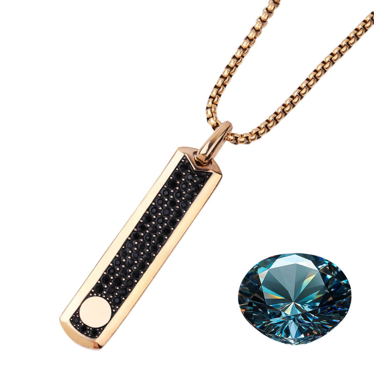 Collier Doré avec Pendentif Zircon Noir