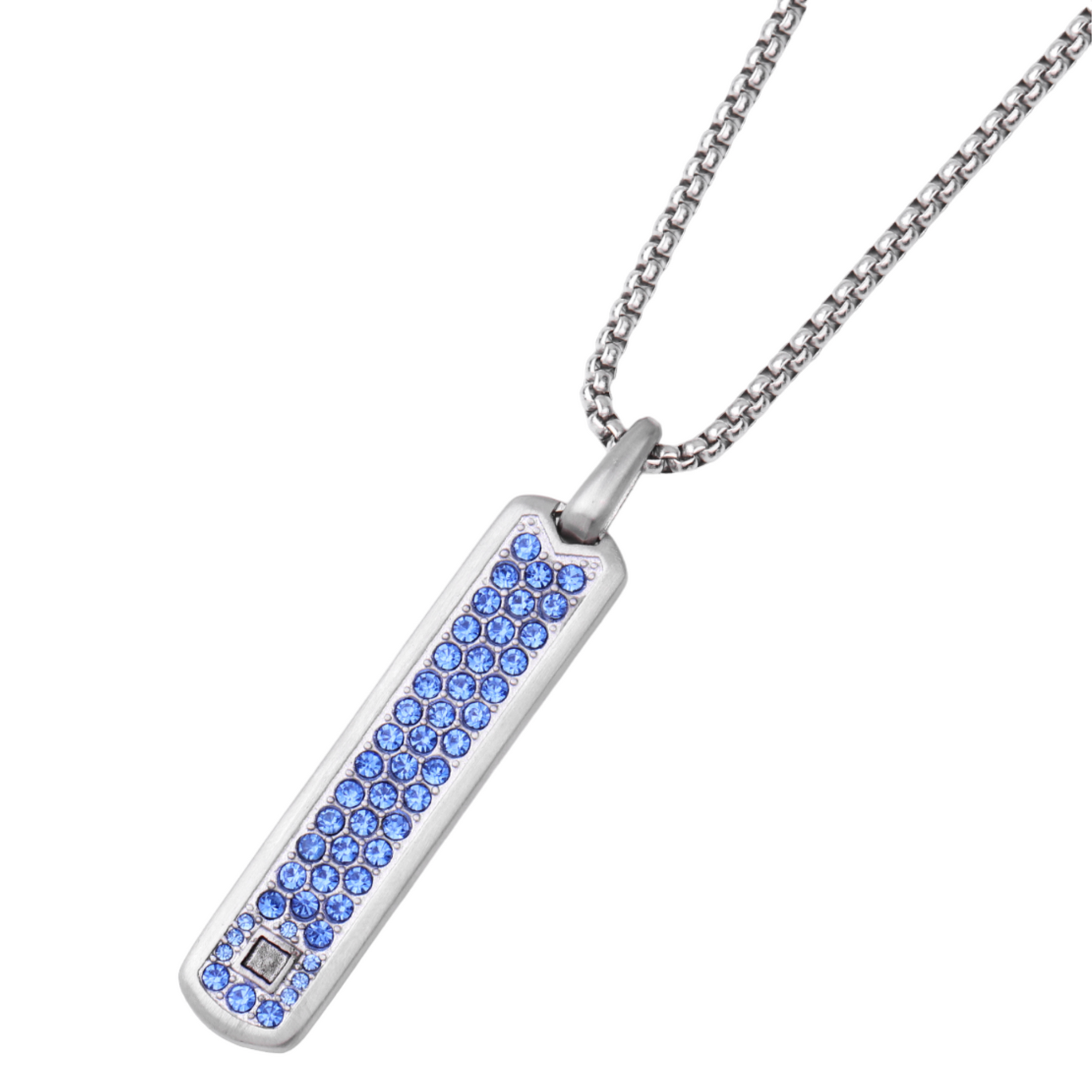 Silver Necklace with Blue Zircon Pendant