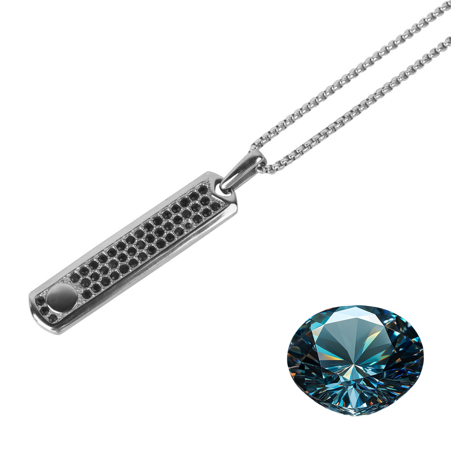 Collana in argento con ciondolo in zircone nero