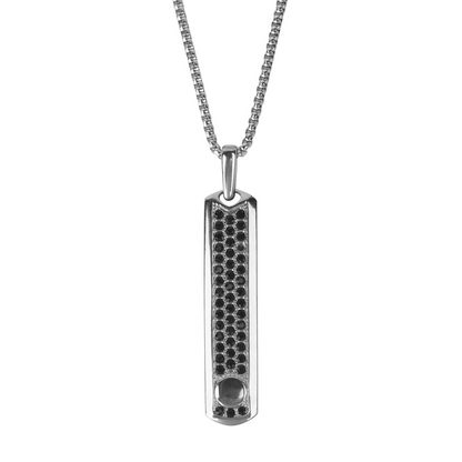 Silver Necklace with Black Zircon Pendant