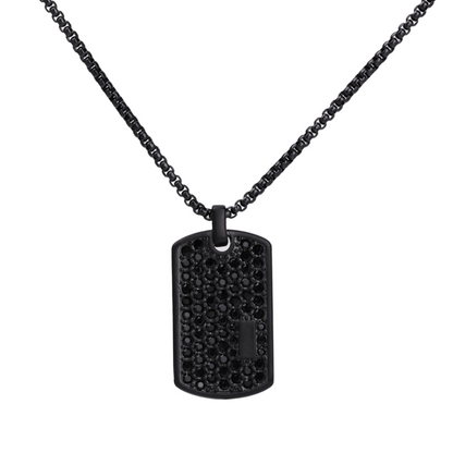 Collier Noir avec Pendentif Zircon Noir