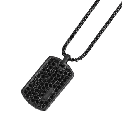 Collier Noir avec Pendentif Zircon Noir