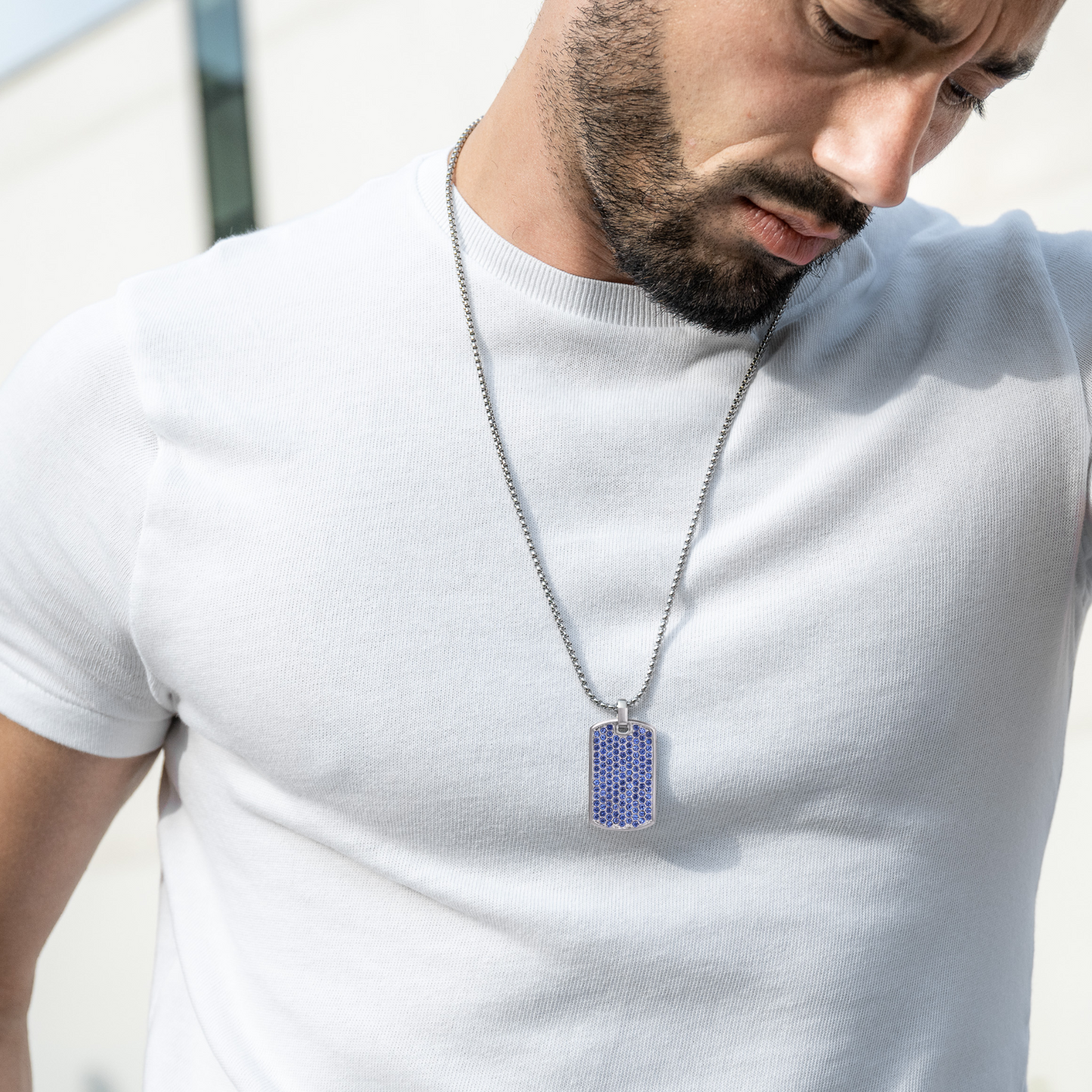 Collar de Plata con Colgante de Circonitas Azules