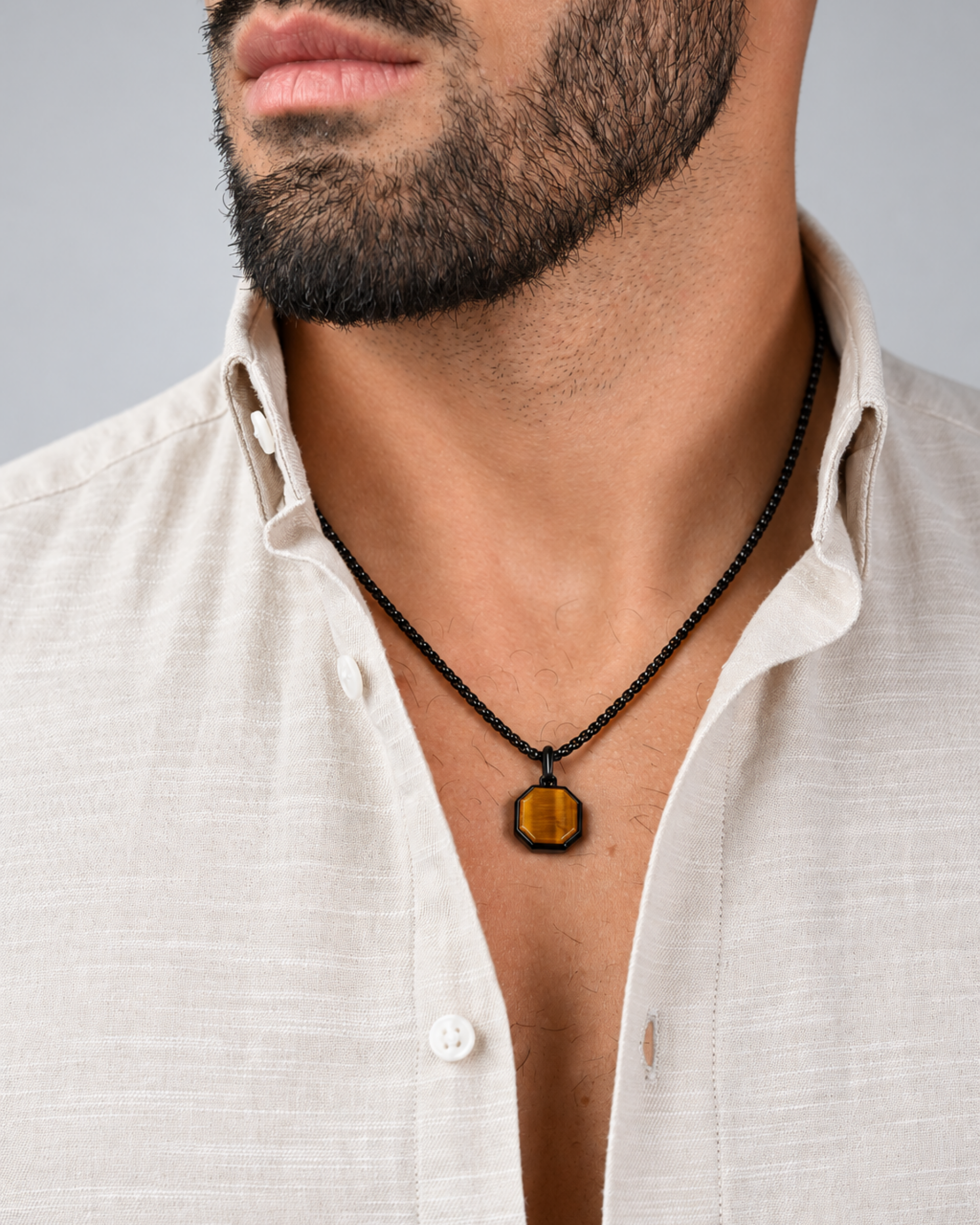 Tiger Eye Octagonal Pendant Necklace Zweitbild