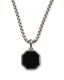 Silver-tone chain necklace with black octagonal pendant and bail connector