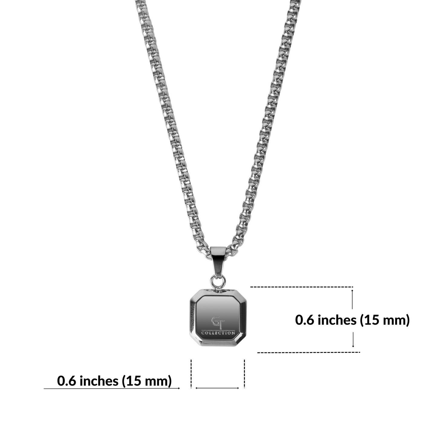 Collier en argent avec pendentif carré en onyx